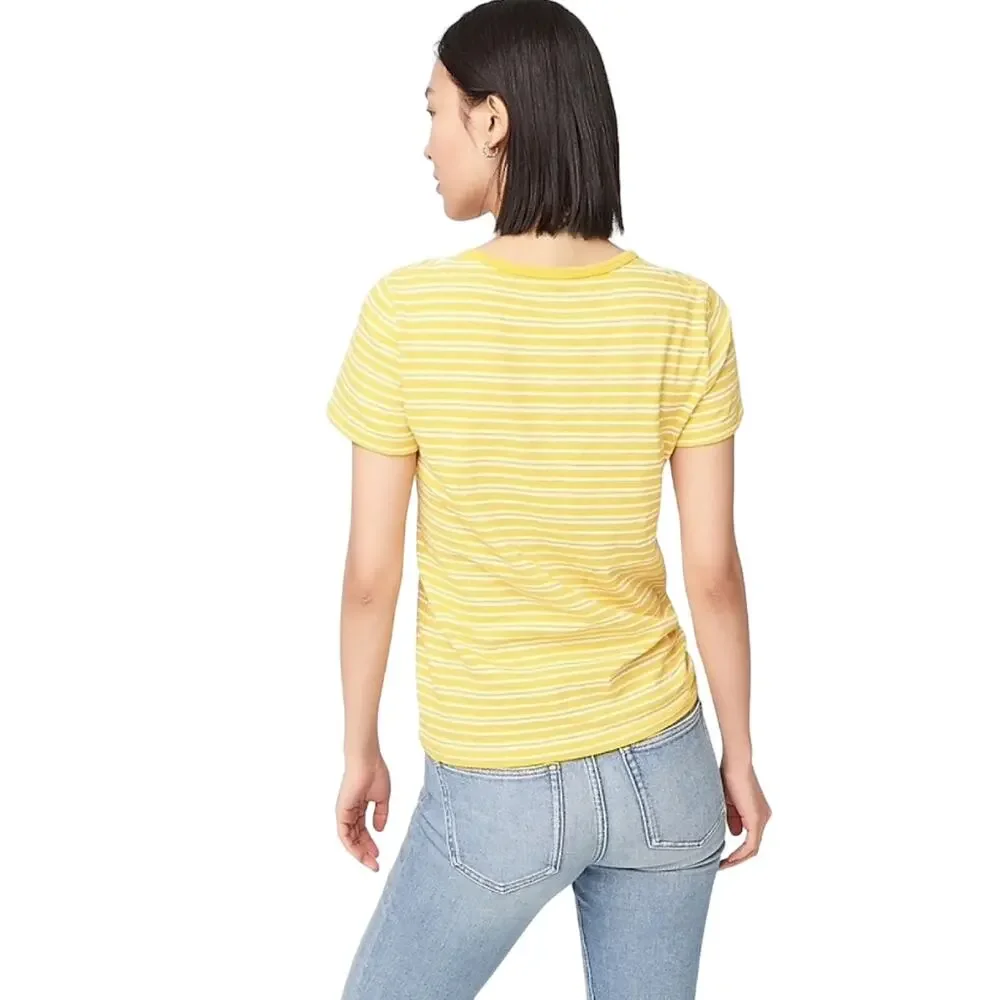 NWT J. Crew Gold/Yellow Stripe Cotton Crewneck T-Shirt - SIZE SMALL